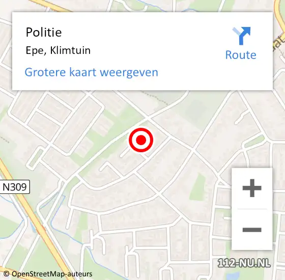 Locatie op kaart van de 112 melding: Politie Epe, Klimtuin op 8 april 2024 11:13