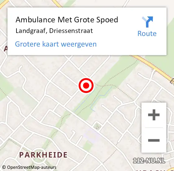 Locatie op kaart van de 112 melding: Ambulance Met Grote Spoed Naar Landgraaf, Driessenstraat op 1 oktober 2014 18:29