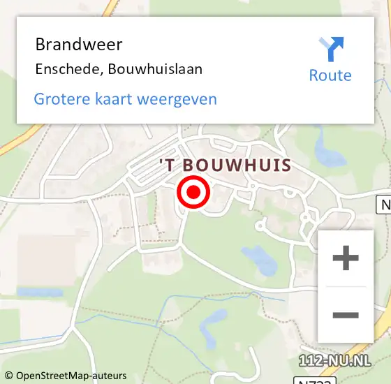Locatie op kaart van de 112 melding: Brandweer Enschede, Bouwhuislaan op 8 april 2024 11:22