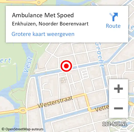 Locatie op kaart van de 112 melding: Ambulance Met Spoed Naar Enkhuizen, Noorder Boerenvaart op 8 april 2024 11:27