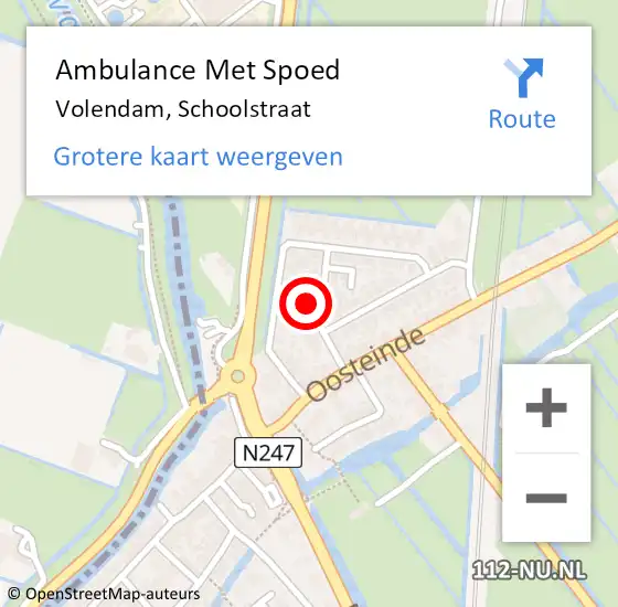 Locatie op kaart van de 112 melding: Ambulance Met Spoed Naar Volendam, Schoolstraat op 8 april 2024 12:24