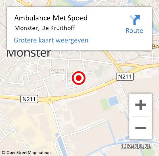 Locatie op kaart van de 112 melding: Ambulance Met Spoed Naar Monster, De Kruithoff op 8 april 2024 12:31