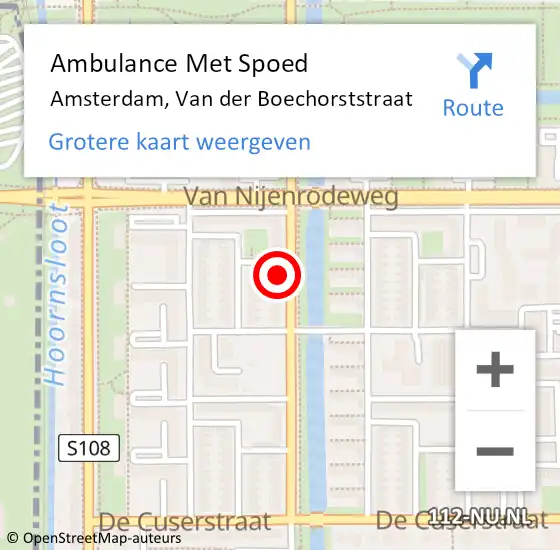 Locatie op kaart van de 112 melding: Ambulance Met Spoed Naar Amsterdam, Van der Boechorststraat op 8 april 2024 12:49