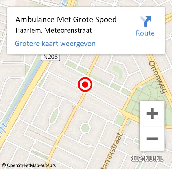 Locatie op kaart van de 112 melding: Ambulance Met Grote Spoed Naar Haarlem, Meteorenstraat op 8 april 2024 13:46