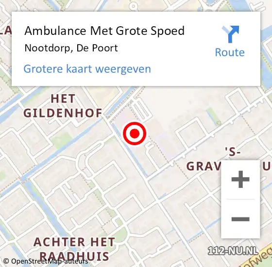 Locatie op kaart van de 112 melding: Ambulance Met Grote Spoed Naar Nootdorp, De Poort op 8 april 2024 14:08