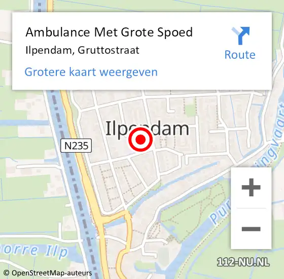 Locatie op kaart van de 112 melding: Ambulance Met Grote Spoed Naar Ilpendam, Gruttostraat op 8 april 2024 14:16