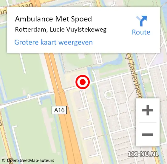 Locatie op kaart van de 112 melding: Ambulance Met Spoed Naar Rotterdam, Lucie Vuylstekeweg op 8 april 2024 14:47