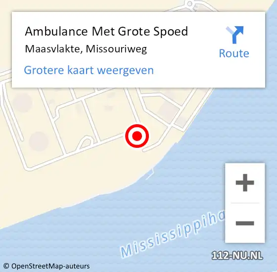Locatie op kaart van de 112 melding: Ambulance Met Grote Spoed Naar Maasvlakte, Missouriweg op 8 april 2024 14:53