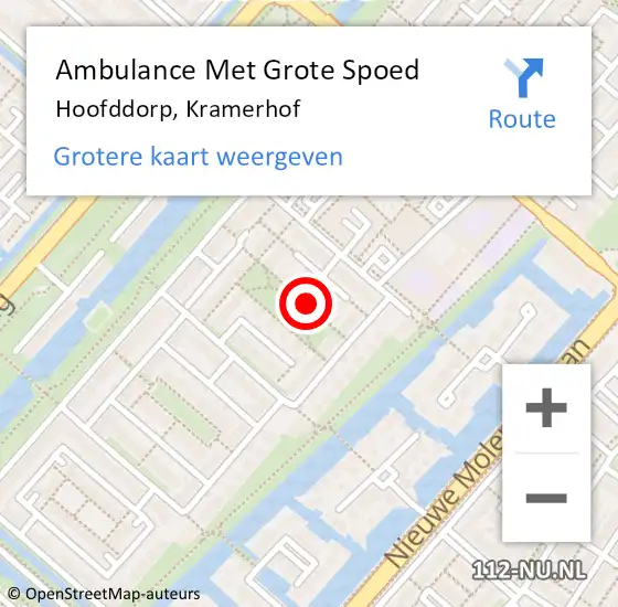 Locatie op kaart van de 112 melding: Ambulance Met Grote Spoed Naar Hoofddorp, Kramerhof op 1 oktober 2014 19:00