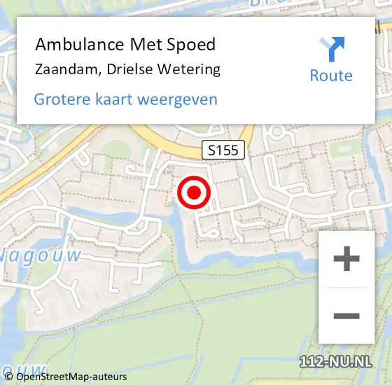 Locatie op kaart van de 112 melding: Ambulance Met Spoed Naar Zaandam, Drielse Wetering op 8 april 2024 15:01