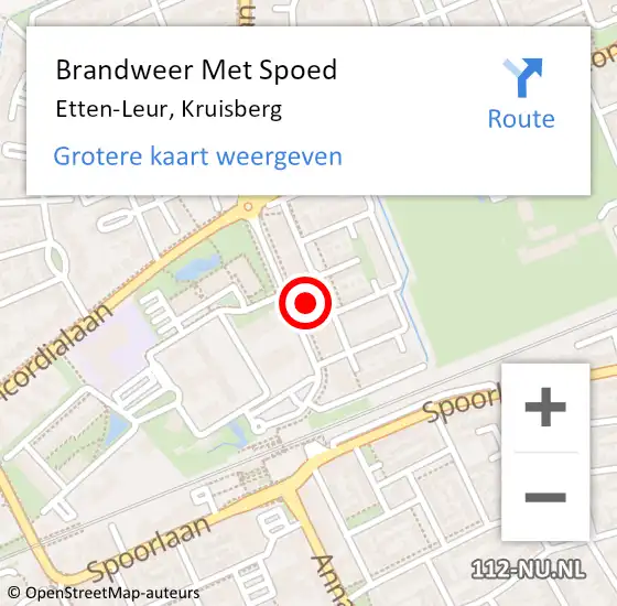 Locatie op kaart van de 112 melding: Brandweer Met Spoed Naar Etten-Leur, Kruisberg op 8 april 2024 15:10