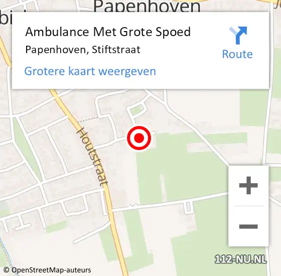 Locatie op kaart van de 112 melding: Ambulance Met Grote Spoed Naar Papenhoven, Stiftstraat op 1 oktober 2014 19:03