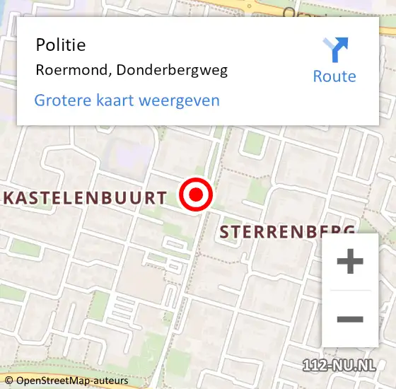 Locatie op kaart van de 112 melding: Politie Roermond, Donderbergweg op 8 april 2024 15:36