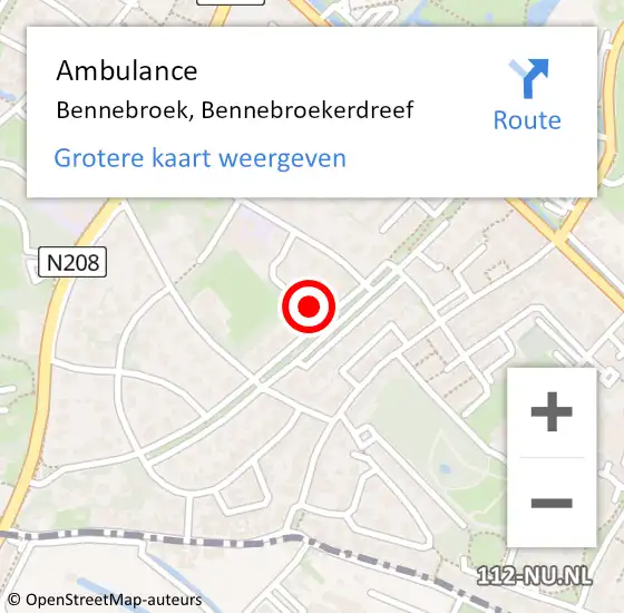 Locatie op kaart van de 112 melding: Ambulance Bennebroek, Bennebroekerdreef op 8 april 2024 15:37