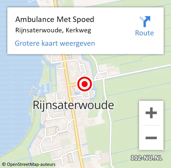 Locatie op kaart van de 112 melding: Ambulance Met Spoed Naar Rijnsaterwoude, Kerkweg op 8 april 2024 15:51