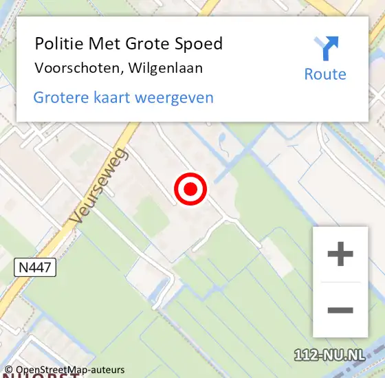 Locatie op kaart van de 112 melding: Politie Met Grote Spoed Naar Voorschoten, Wilgenlaan op 8 april 2024 16:06