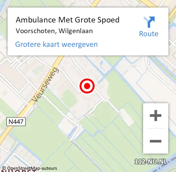 Locatie op kaart van de 112 melding: Ambulance Met Grote Spoed Naar Voorschoten, Wilgenlaan op 8 april 2024 16:06