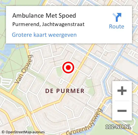 Locatie op kaart van de 112 melding: Ambulance Met Spoed Naar Purmerend, Jachtwagenstraat op 8 april 2024 16:30