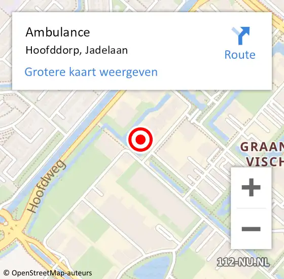 Locatie op kaart van de 112 melding: Ambulance Hoofddorp, Jadelaan op 8 april 2024 16:37