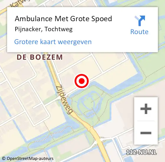 Locatie op kaart van de 112 melding: Ambulance Met Grote Spoed Naar Pijnacker, Tochtweg op 8 april 2024 16:53