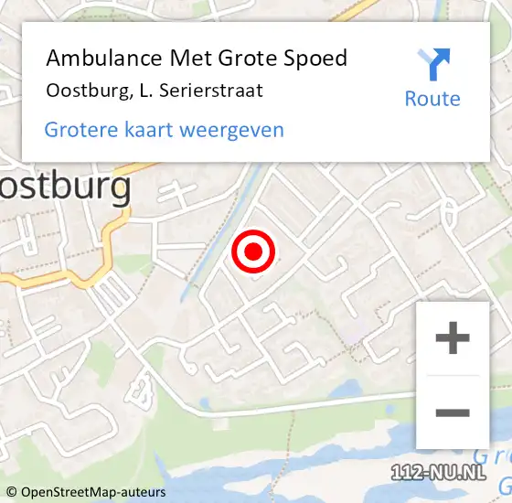 Locatie op kaart van de 112 melding: Ambulance Met Grote Spoed Naar Oostburg, L. Serierstraat op 1 oktober 2014 19:19