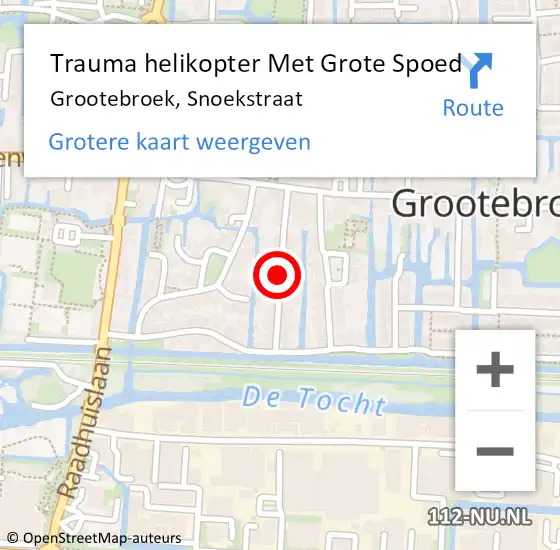 Locatie op kaart van de 112 melding: Trauma helikopter Met Grote Spoed Naar Grootebroek, Snoekstraat op 8 april 2024 17:36