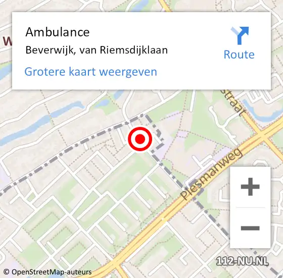 Locatie op kaart van de 112 melding: Ambulance Beverwijk, van Riemsdijklaan op 8 april 2024 17:38