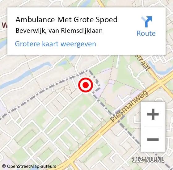 Locatie op kaart van de 112 melding: Ambulance Met Grote Spoed Naar Beverwijk, van Riemsdijklaan op 8 april 2024 17:38