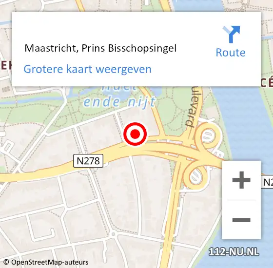 Locatie op kaart van de 112 melding:  Maastricht, Prins Bisschopsingel op 8 april 2024 18:00