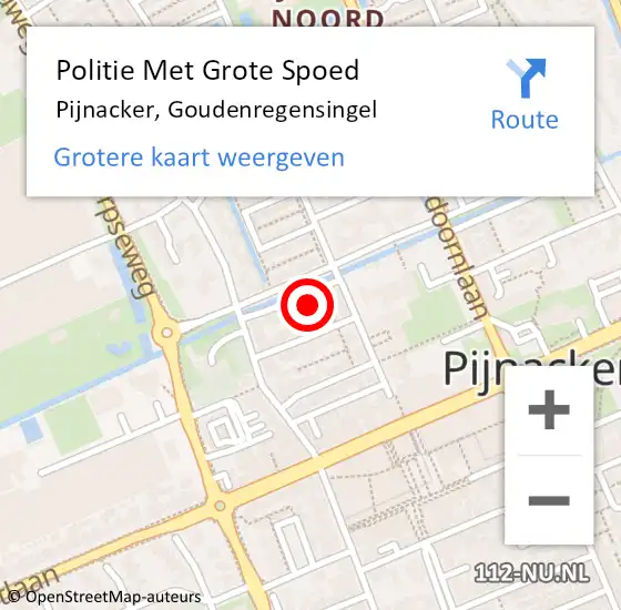 Locatie op kaart van de 112 melding: Politie Met Grote Spoed Naar Pijnacker, Goudenregensingel op 8 april 2024 18:04