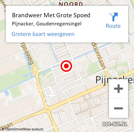 Locatie op kaart van de 112 melding: Brandweer Met Grote Spoed Naar Pijnacker, Goudenregensingel op 8 april 2024 18:05