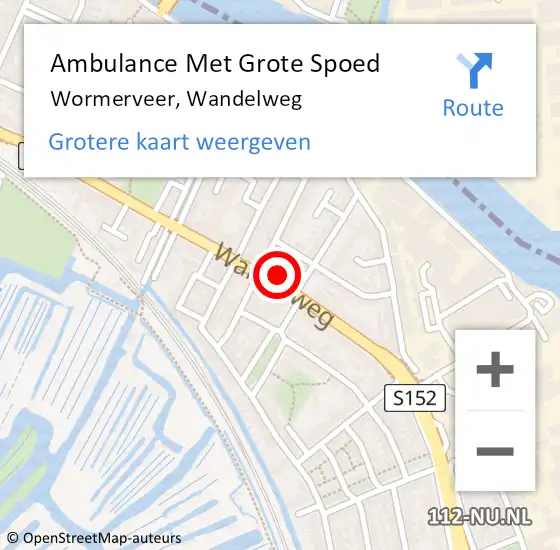 Locatie op kaart van de 112 melding: Ambulance Met Grote Spoed Naar Wormerveer, Wandelweg op 8 april 2024 18:06