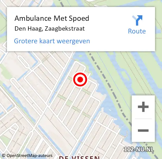 Locatie op kaart van de 112 melding: Ambulance Met Spoed Naar Den Haag, Zaagbekstraat op 8 april 2024 18:11