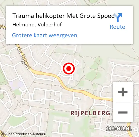 Locatie op kaart van de 112 melding: Trauma helikopter Met Grote Spoed Naar Helmond, Volderhof op 8 april 2024 18:38