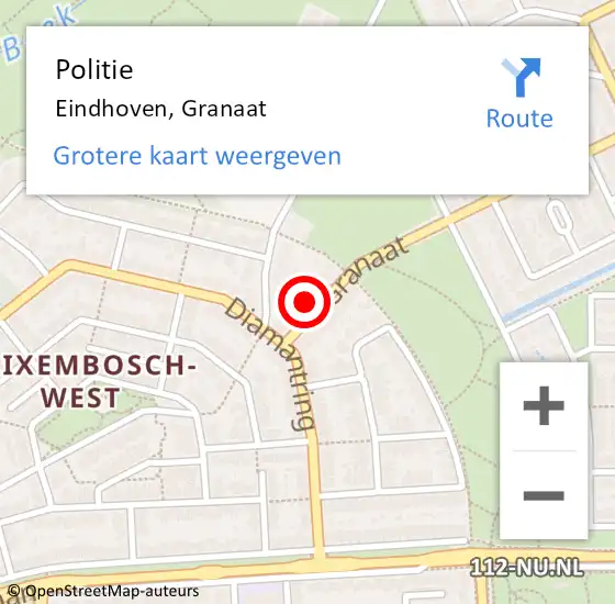 Locatie op kaart van de 112 melding: Politie Eindhoven, Granaat op 8 april 2024 18:46