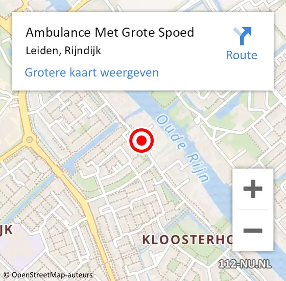 Locatie op kaart van de 112 melding: Ambulance Met Grote Spoed Naar Leiden, Rijndijk op 8 april 2024 19:05