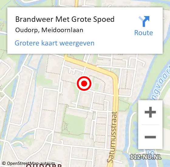 Locatie op kaart van de 112 melding: Brandweer Met Grote Spoed Naar Oudorp, Meidoornlaan op 1 oktober 2014 19:31