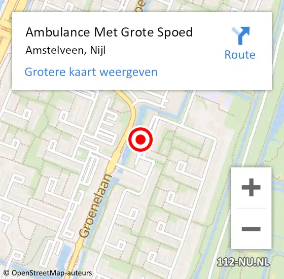 Locatie op kaart van de 112 melding: Ambulance Met Grote Spoed Naar Amstelveen, Nijl op 8 april 2024 19:14