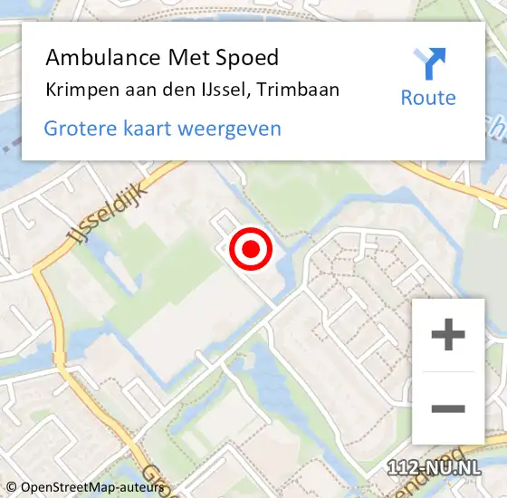 Locatie op kaart van de 112 melding: Ambulance Met Spoed Naar Krimpen aan den IJssel, Trimbaan op 8 april 2024 19:19