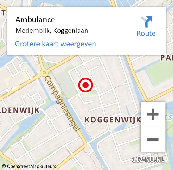 Locatie op kaart van de 112 melding: Ambulance Medemblik, Koggenlaan op 8 april 2024 19:25