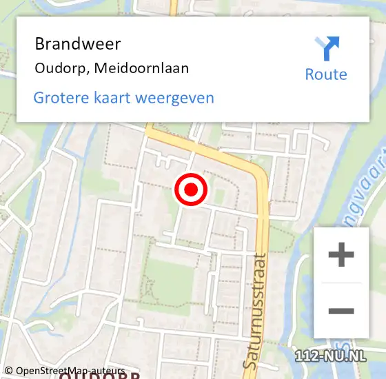 Locatie op kaart van de 112 melding: Brandweer Oudorp, Meidoornlaan op 1 oktober 2014 19:33