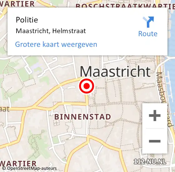 Locatie op kaart van de 112 melding: Politie Maastricht, Helmstraat op 8 april 2024 19:27