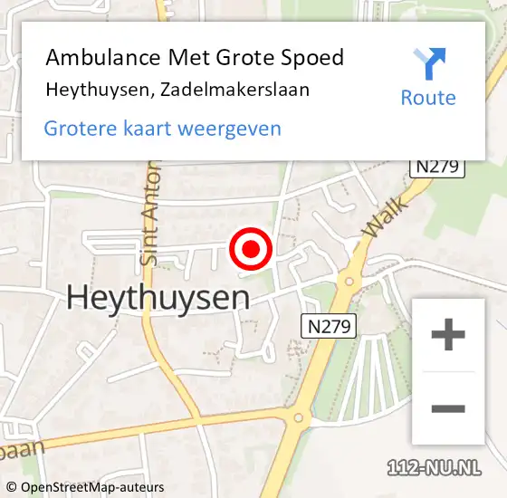 Locatie op kaart van de 112 melding: Ambulance Met Grote Spoed Naar Heythuysen, Zadelmakerslaan op 8 april 2024 19:31