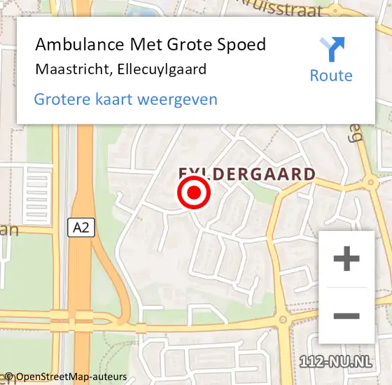 Locatie op kaart van de 112 melding: Ambulance Met Grote Spoed Naar Maastricht, Ellecuylgaard op 1 oktober 2014 19:33