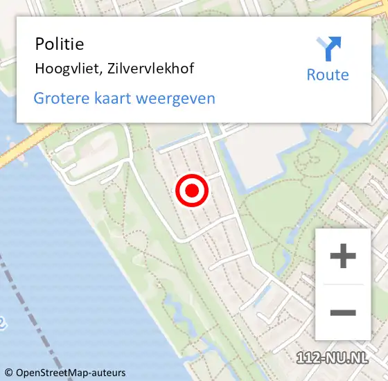 Locatie op kaart van de 112 melding: Politie Hoogvliet, Zilvervlekhof op 8 april 2024 19:32