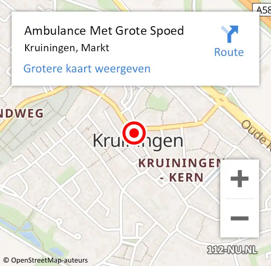 Locatie op kaart van de 112 melding: Ambulance Met Grote Spoed Naar Kruiningen, Markt op 1 oktober 2014 19:40