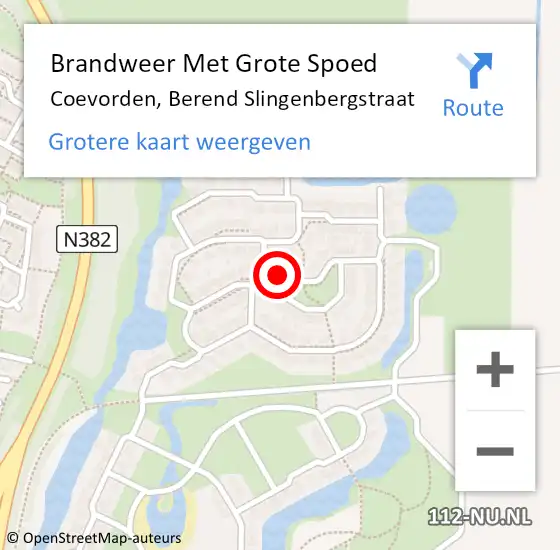 Locatie op kaart van de 112 melding: Brandweer Met Grote Spoed Naar Coevorden, Berend Slingenbergstraat op 8 april 2024 20:25