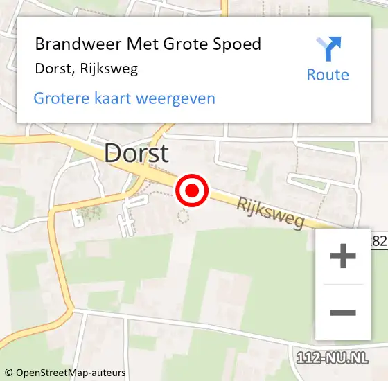 Locatie op kaart van de 112 melding: Brandweer Met Grote Spoed Naar Dorst, Rijksweg op 1 oktober 2014 19:42