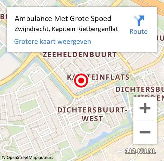 Locatie op kaart van de 112 melding: Ambulance Met Grote Spoed Naar Zwijndrecht, Kapitein Rietbergenflat op 8 april 2024 20:54