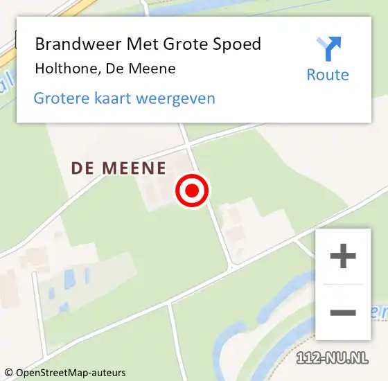 Locatie op kaart van de 112 melding: Brandweer Met Grote Spoed Naar Holthone, De Meene op 8 april 2024 21:08